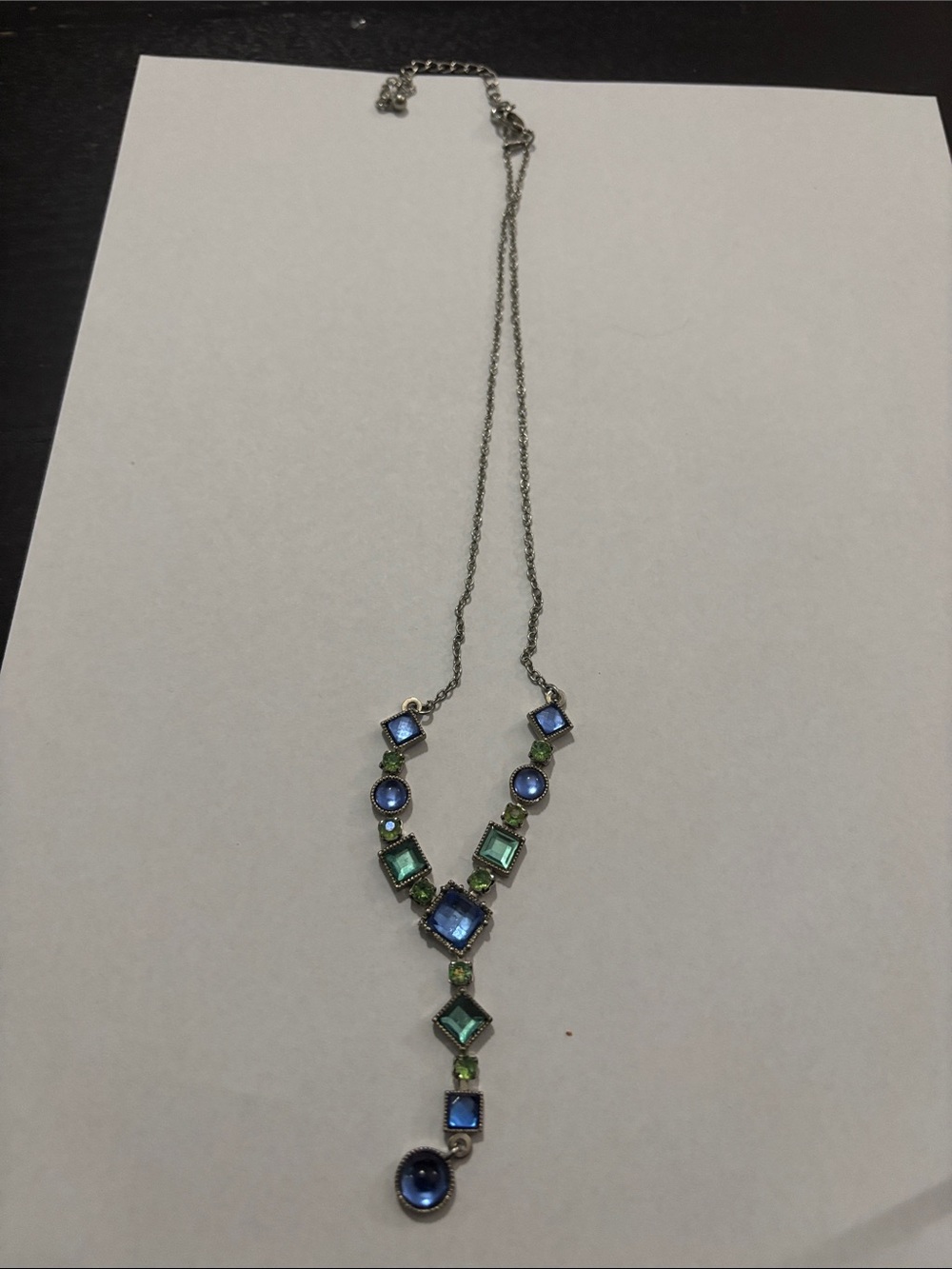 Versatile Blue and Green Crystal Drop Necklace